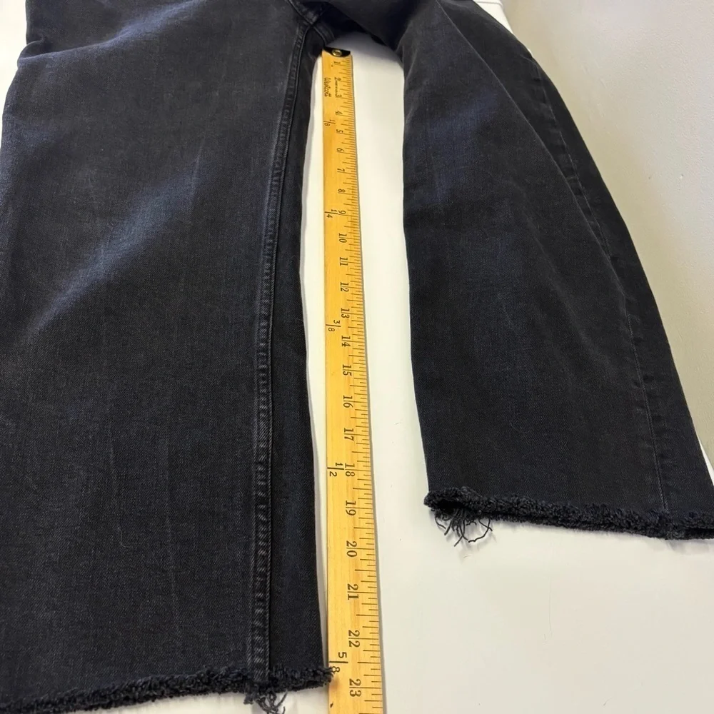 RE/DONE Straight Cropped Raw Hem Button Fly Faded Black Jeans Women’s Size 31
